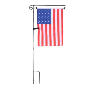 

Metal Garden Flag Stand Solid Yard Flag Pole Holder Rack with Flag Stopper Anti-Wind Clip Weather-Proof Lawn Decorative Display