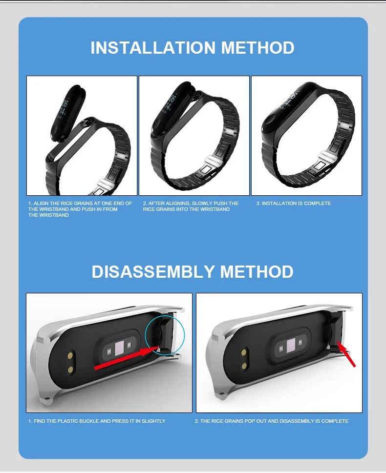 Mi Band 3 4 Strap for fitness bracelet Xiaomi Stainless Steel Wristband Replacement Miband Strap