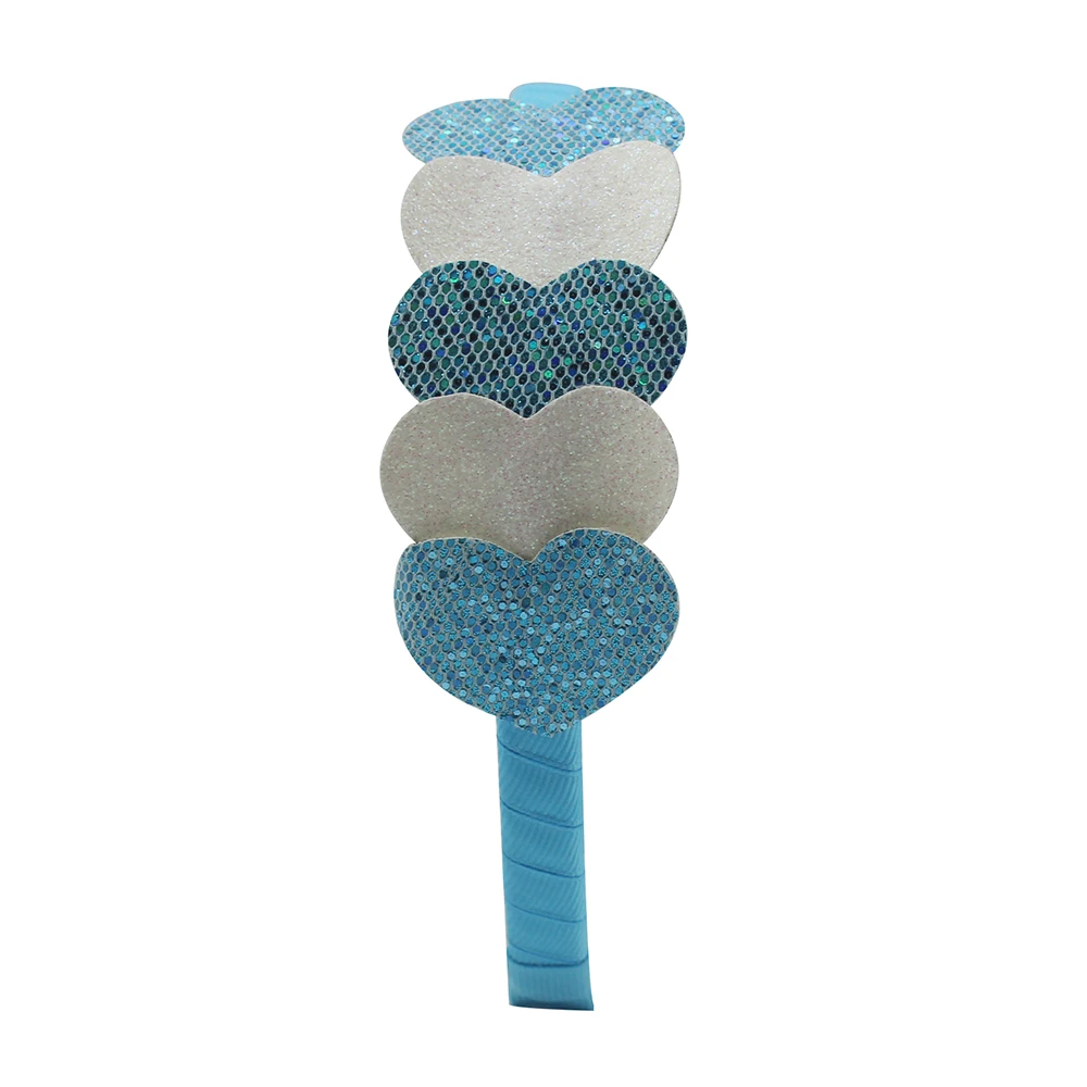 Adogirl Sequine Loveheart слоистая повязка на голову Блестящий ободок для волос для девочек Детская нарядная лента для волос ручной работы Изысканные аксессуары для волос