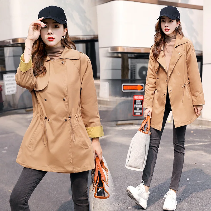 

Autumn Coat Women's Korean-style Trench Coat Women's Mid-length Short-height Loose-Fit 2019 Autumn Overcoat Long over-the-Knee C