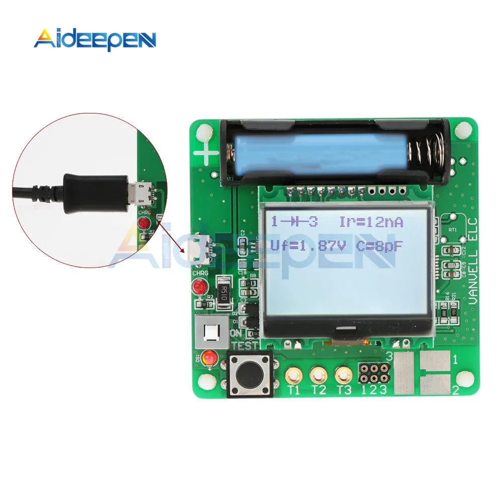 12864 ЖК-дисплей ATmega328 Транзистор тестер Диод Триод Емкость ESR метр/MOS/PNP/NPN M328 Многофункциональный измеритель с чехлом