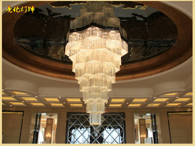 Hotel lobby engineering lighting villa sales department large crystal club hall project chandelier non-standard custom