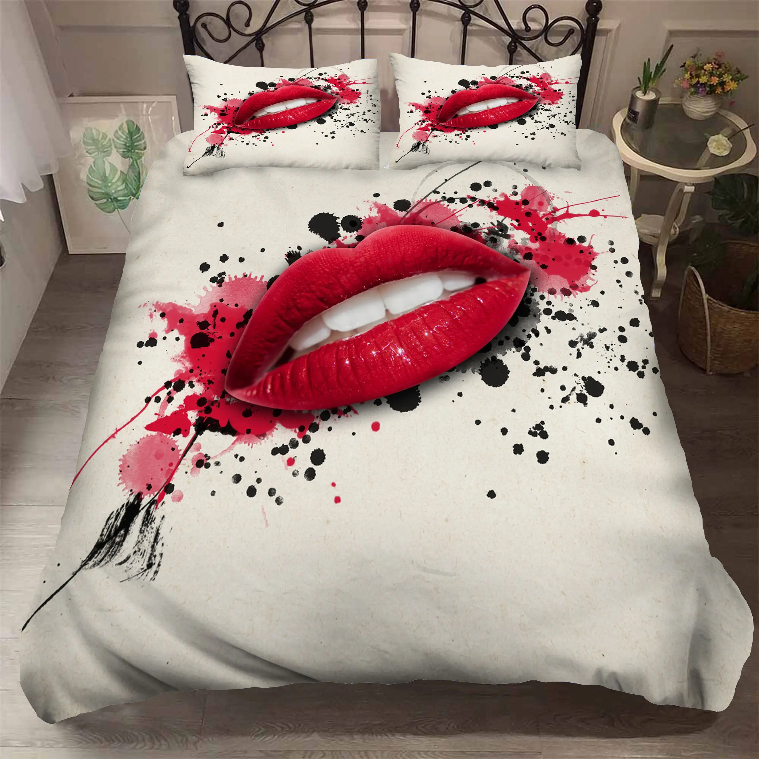Kiss 3D Bedding Set Duvet Covers Pillowcases Couple Companion Comforter Bedding Sets Bedclothes Bed Linen(no Sheet