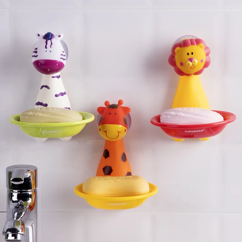 Soap box cartoon creative soap rack suction cup wall-mounted bathroom drainage hole-free bathroom household dish box