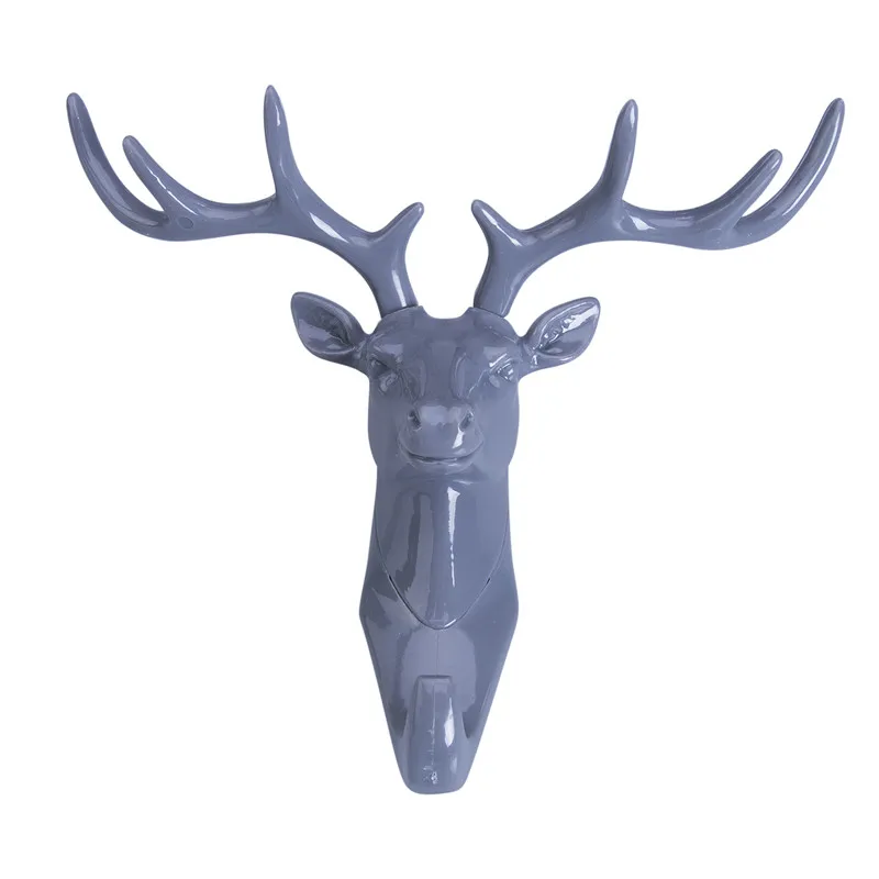 Горячая Мода олень Antler пальто шляпа Вешалка в форме головы животного олень голова крюк домашний Настенный декор Великобритания - Цвет: Серый