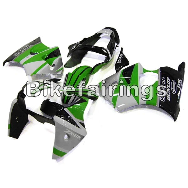 Полный комплект обтекателя Для Kawasaki ZX6R 2000 2001 2002 ZX-6R 01 02 ABS пластиковые детали для мотоцикла кузов зеленый серебристый, черный
