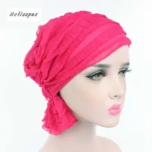 Женские шапки Helisopus, мусульманская Шапка-тюрбан, шифоновая шапка после химиотерапии, шапка бини, модный головной убор для женщин