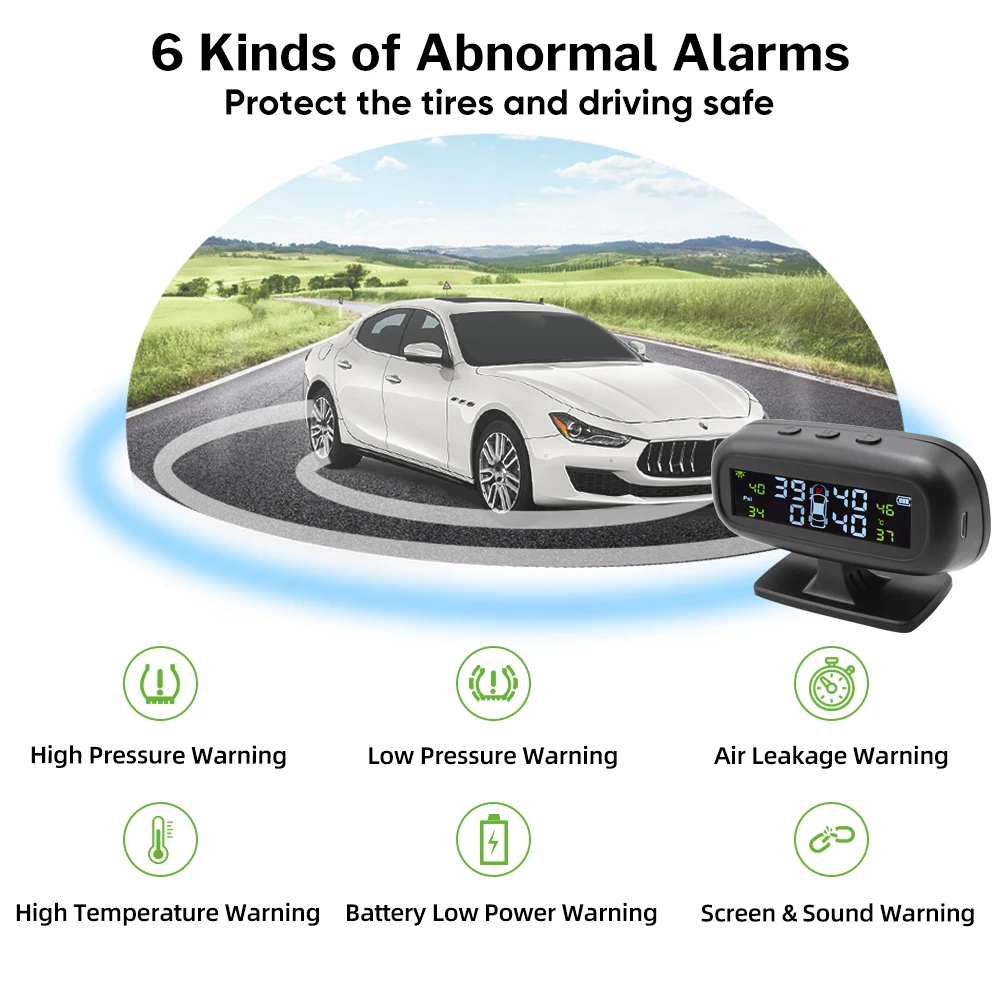 Deelife TPMS солнечный датчик давления в шинах Система мониторинга шины Внешний