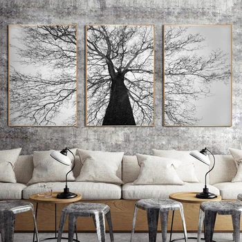 

Nordic Landscape Canvas Pictures For Living Room Wall Poster Fall Dead Tree Painting Black and White Landscape Home Decoration