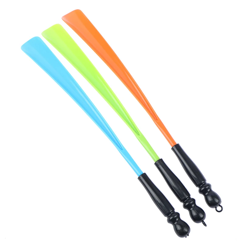 1pcs Plastic Extra Long Shoehorn Lazy Shoe Helper Long Handle Shoes Lifter Pull Shoehorn Slip Handle Long Shoehorn Random Color