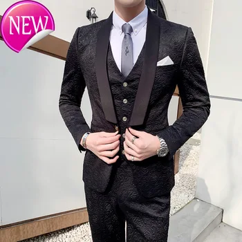 

rose and White red rose pattern luxury suit for men, wedding dress, smoking dress, suits for the three of you