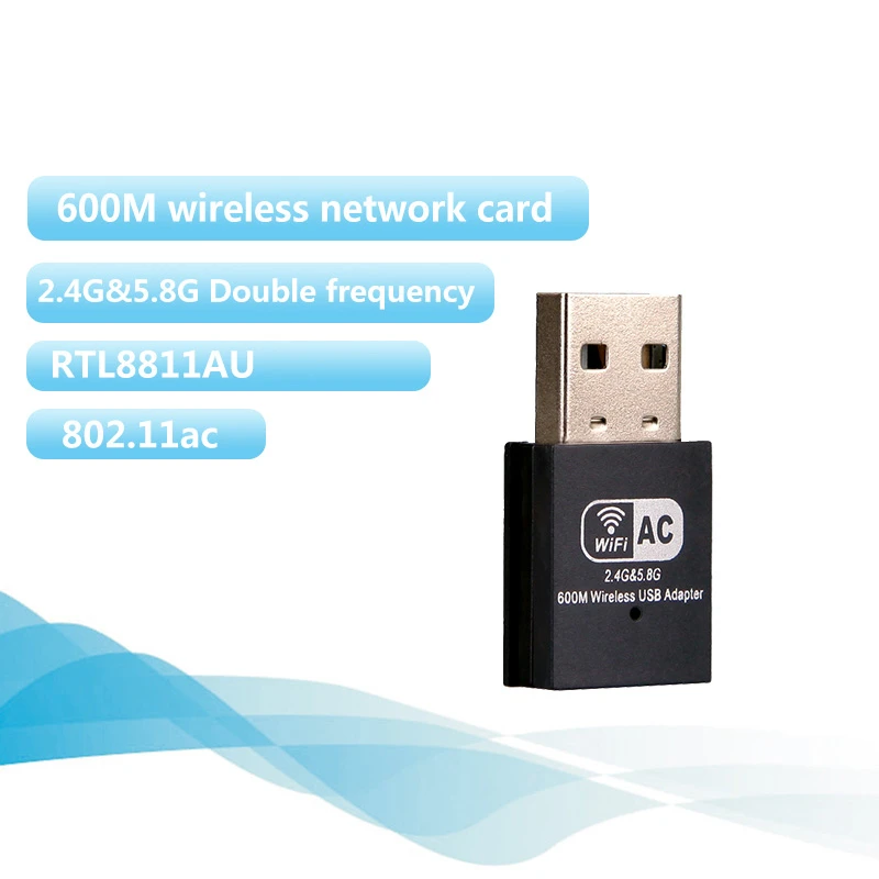 network card Mini Wireless AC Network Card 600mbps Dual Frequency WIFI Dongle RTL8811AU Chipset For Kali Linux Pentesting wifi adapter for laptop