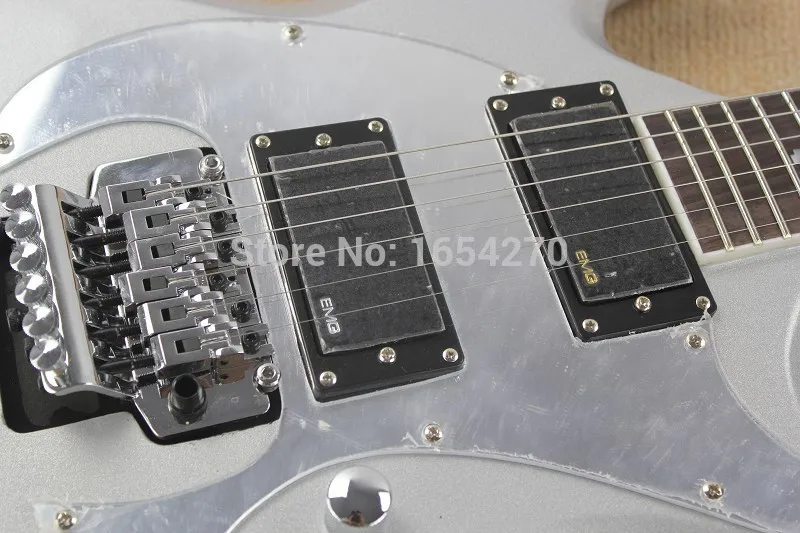 Горячая высокое качество Custom Shop пикап RZK-600 серебристо-серый джаз электрогитара 150604