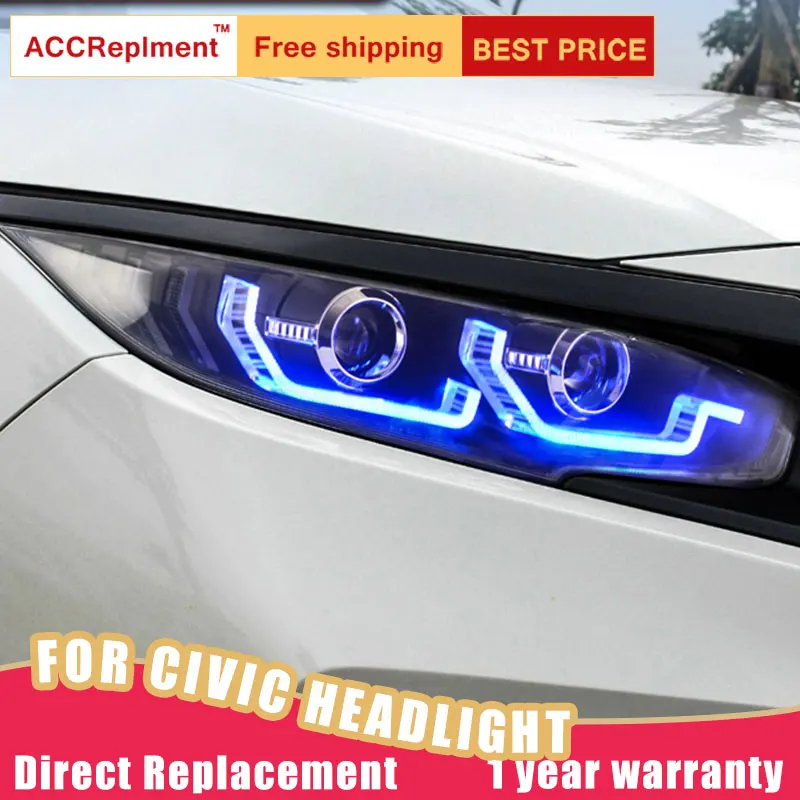 2 шт. светодиодный фары для Honda Civic- светодиодный автомобильный фонарь ангельские глазки ксенон HID комплект Противотуманные фары светодиодный дневные ходовые огни
