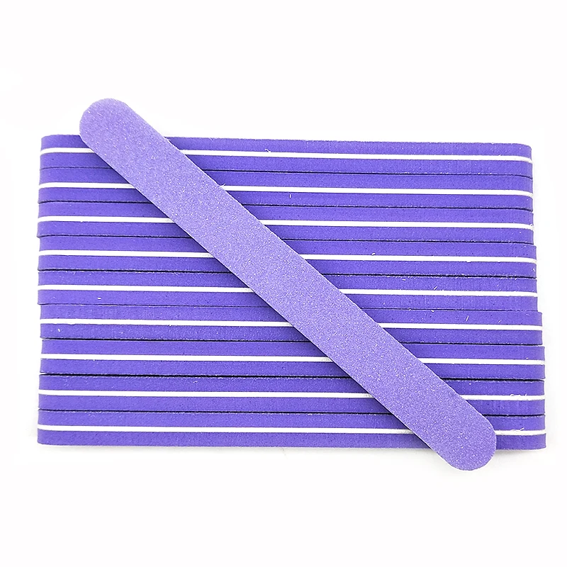 100Pcs Professional Nail File 100/180 Sandpaper Sponge Nail Buffer Sanding Block Files Purple Grinding Polishing Manicure Tools