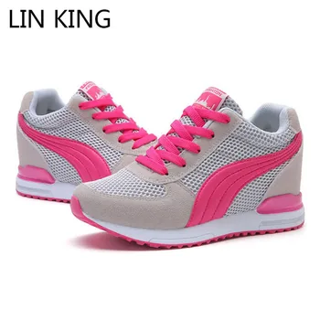 

LIN KING Fashion High Top Women Casual Vulcanized Shoes Wedges Platform Shoes Ladies Height Increase Shoes Lace Up Outdoor Shoes