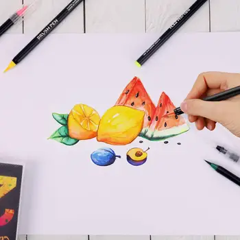 

100 PCS Colors Dual Tip Brush Pen FineLiner 0.4mm Brush 1-2mm Drawing Painting Watercolor Art Marker Pens for Coloring Manga