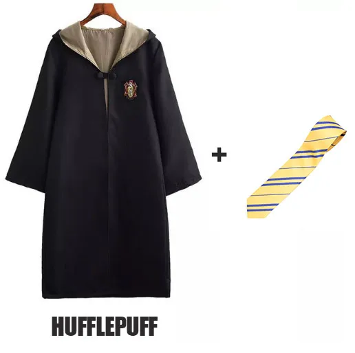 Hufflepuff and Tie Gryffindor Cosplay Costume Potter Robe Scarf Ravenclaw Hufflepuff Slytherin Cloak with Tie Potter Costume - Цвет: Hufflepuff and Tie
