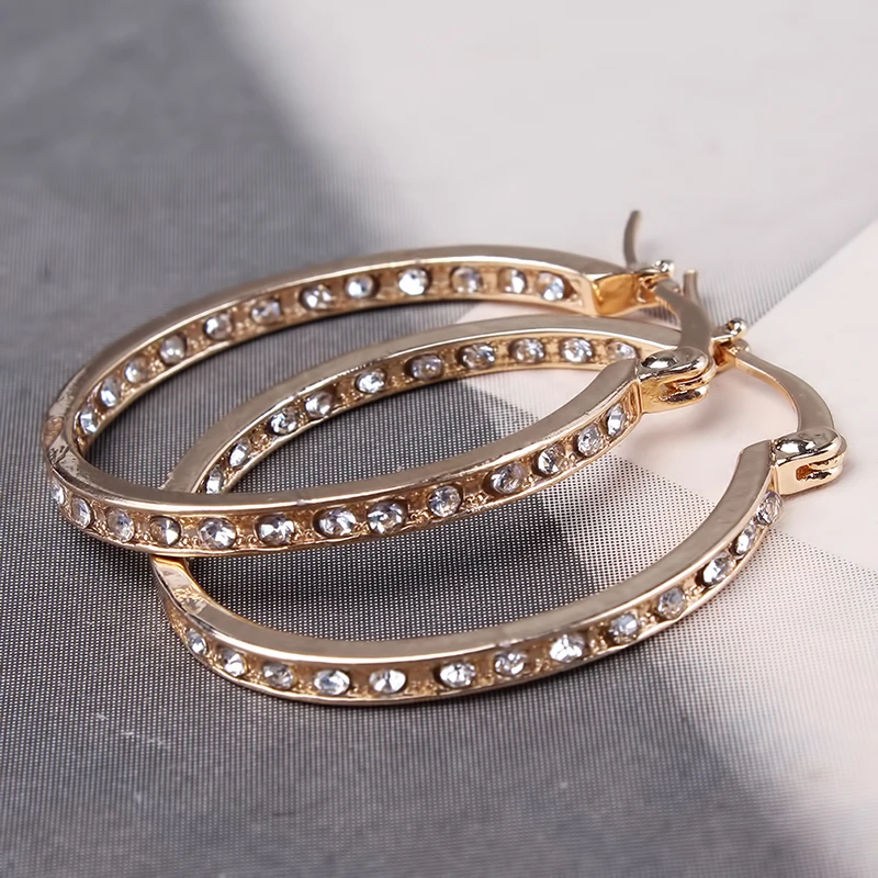 Fashion Earrings For Women Trendy Round Ear Cuff Gold And Silver Plated Rhinestone Clip | Украшения и аксессуары