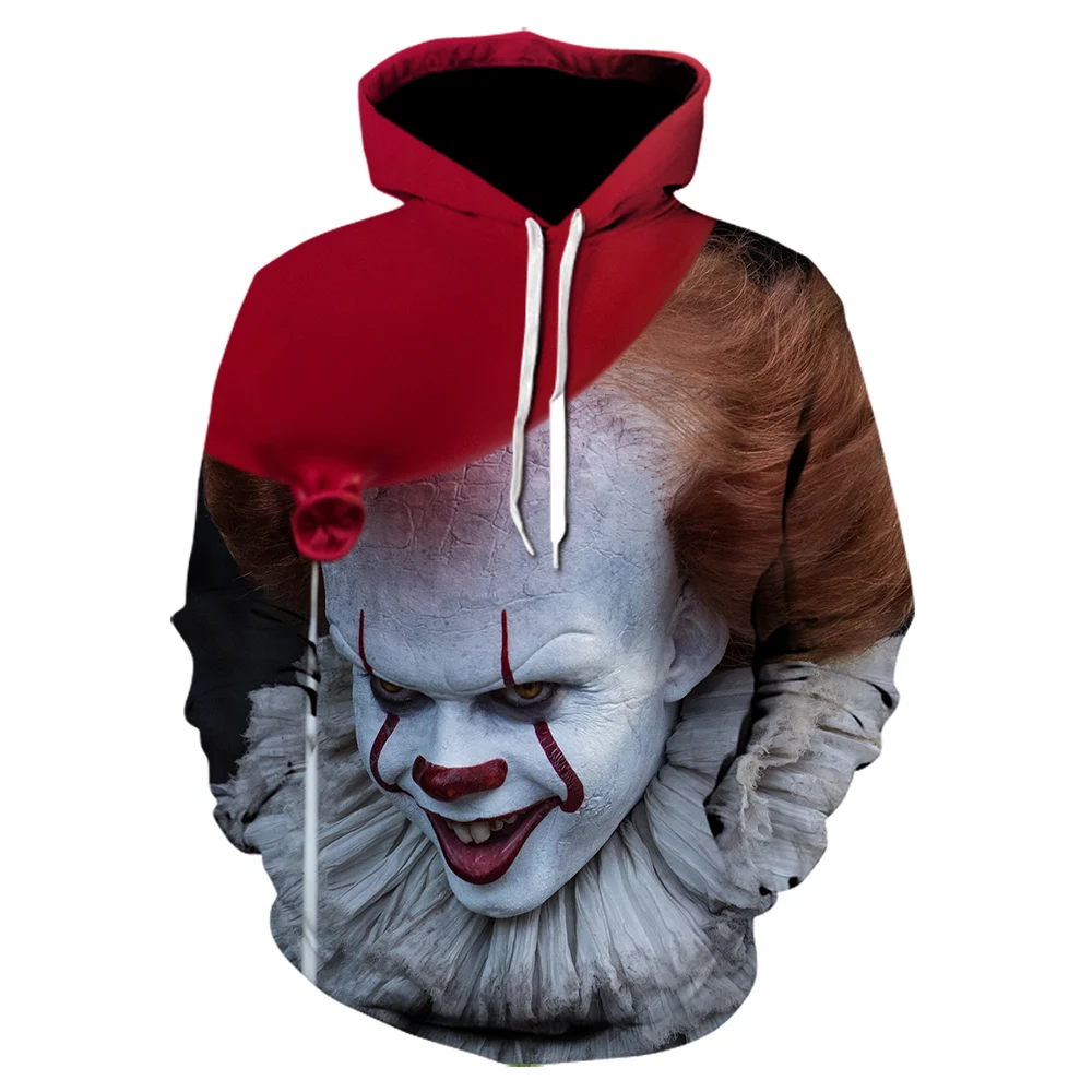 

New Movie THE Pennywise IT Clown Harajuku Sweatshirts 2020 Horror joker Hoodie Halloween Party Hip Hop Streetwear moletom