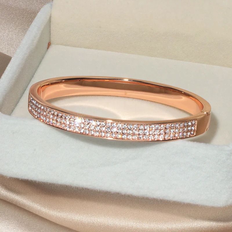 Bangle Bracelet Crystal Bracelets Crystal Cuff Bangles Bracelets For Women Gold Color Simple Femal Opening Bangles Wedding Jewelry Accessories