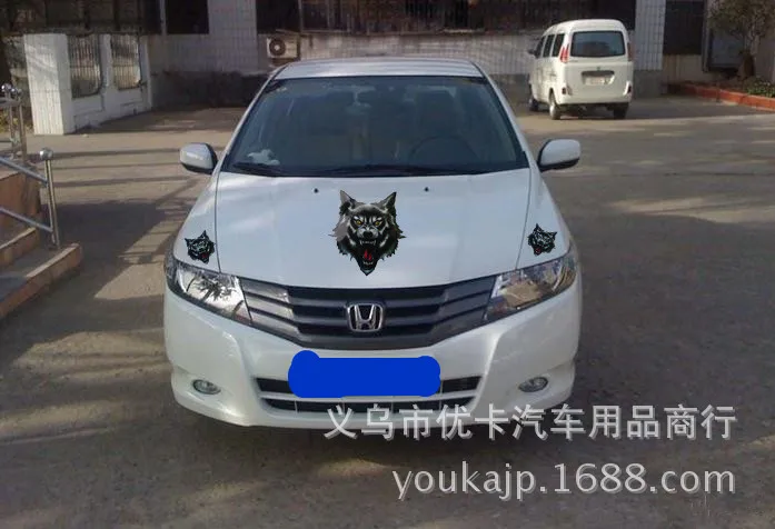Cross Border for AliExpress Foreign Trade Digital Printing Sticker Cool Car Sticker Color Wolf Head Car Stickers