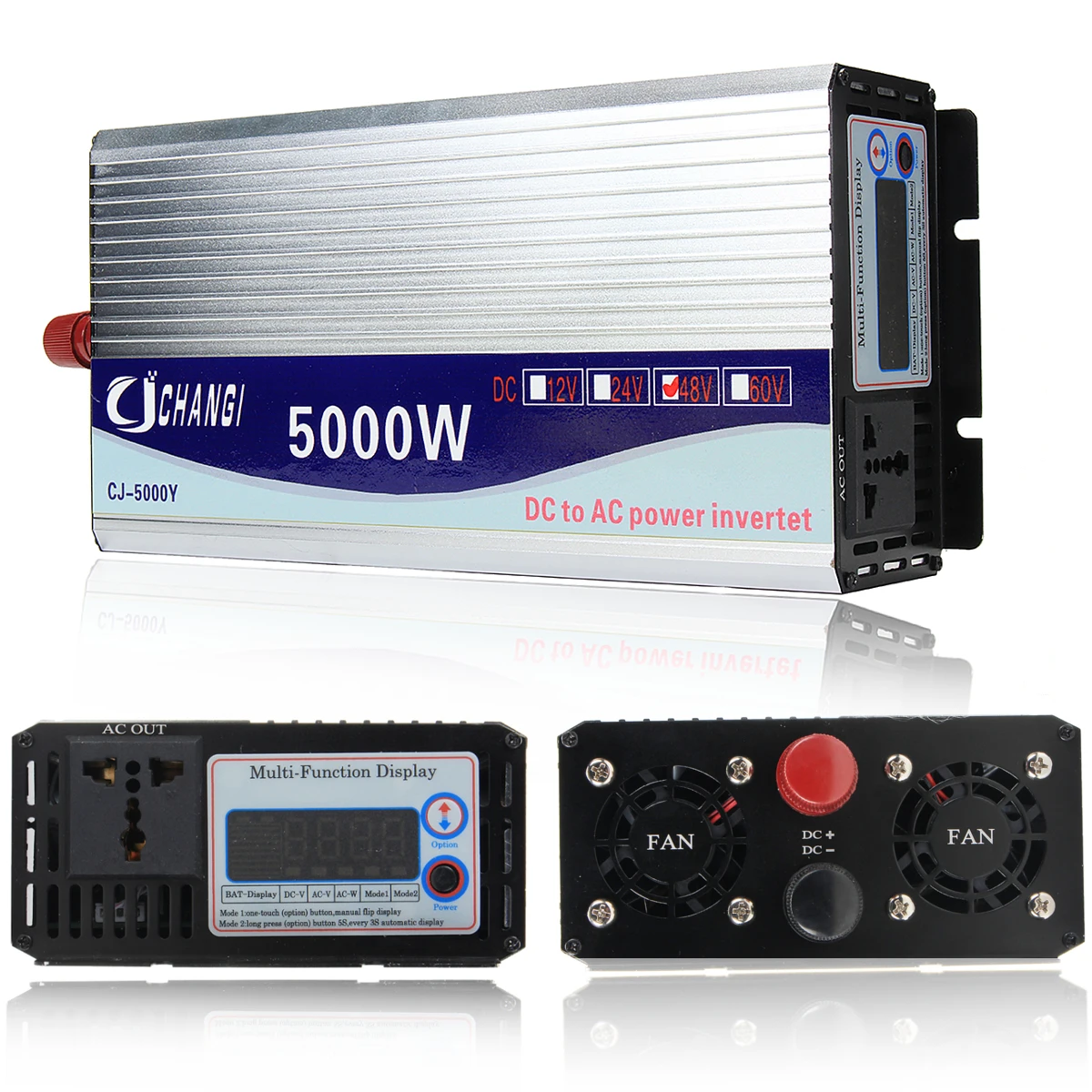 Инвертор 12V 220V 10000W пиковое напряжение-трансформатор 12 V/24 V/48 V модифицированный синусоидальный преобразователь напряжения - Цвет: Красный