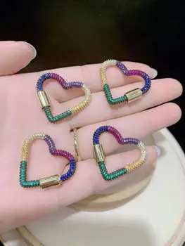 

2pcs Heart shape CZ Micro Pave Clasp ForNecklace Jewelry Findings