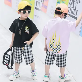 

Kids Boys Clothes Summer Outfits Cotton Boys Clothing Casual Suit Children Short Sleeve Shirt Plaid Shorts Set 2 4 6 8 9 Years