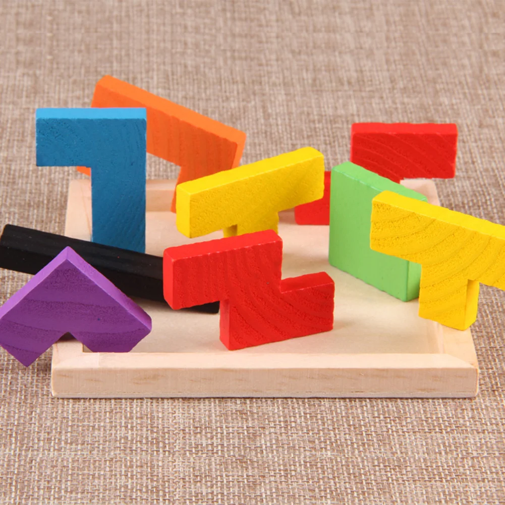Деревянные головоломки Красочные Tangram тетрис игра головоломка дошкольного возраста игрушка интеллект развивающая игрушка для малышей