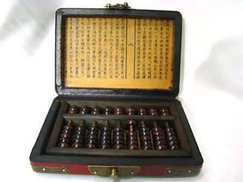 Китайский винтажный набор кожаных коробок с китайскими бусинами abacus