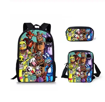 

Fashion 3PCs/set Students School Bag Set Five Nights At Freddys Design Primary Chidren's Book Bags Large Shoulder Backpack Set