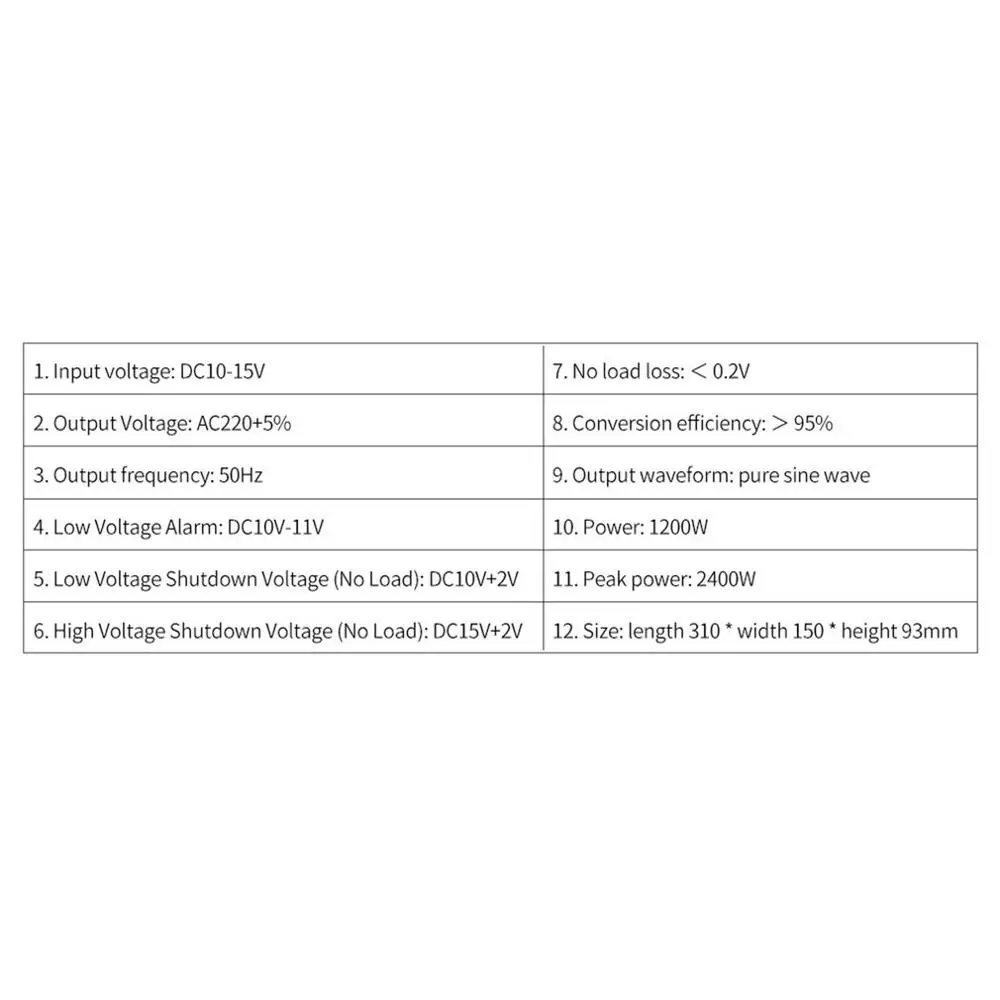 Бытовой инвертор 12 V-220 V 1200W трансформатор напряжения цифровой Чистая синусоида Инвертор с кондиционированием воздуха