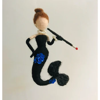 

Moyubei Wool Felt Diy Handmade Poke Music Diy Lady Mermaid Doll Material Bag Home Pendant Semi-Finished Product Feltro
