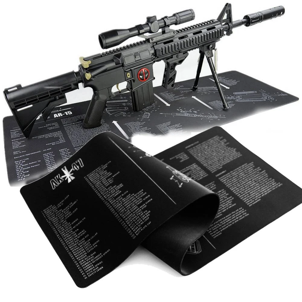 Large Gun Cleaning Rubber Mat with Parts Diagram Instructions ...