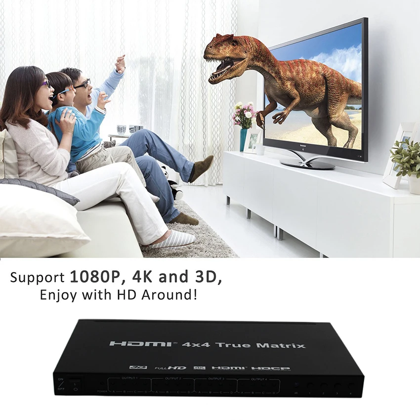HDMI матричный коммутатор 4 в 4 из 4x4 HDMI1.4 4 к@ 30 Гц переключатель разветвитель матрица с RS232 ИК пульт дистанционного управления для HDTV ps4 PS3 Lapt