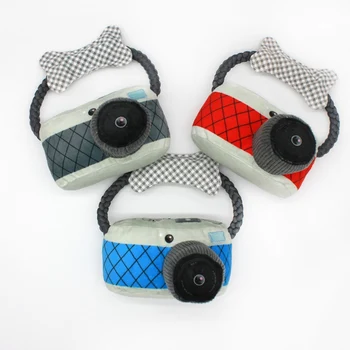 

Dog Chew Toy Interactive Squeaky Camera Shape Teeth Cleaning Molar Toys for Puppy Aggressive Bite Resistant Plush Cotton