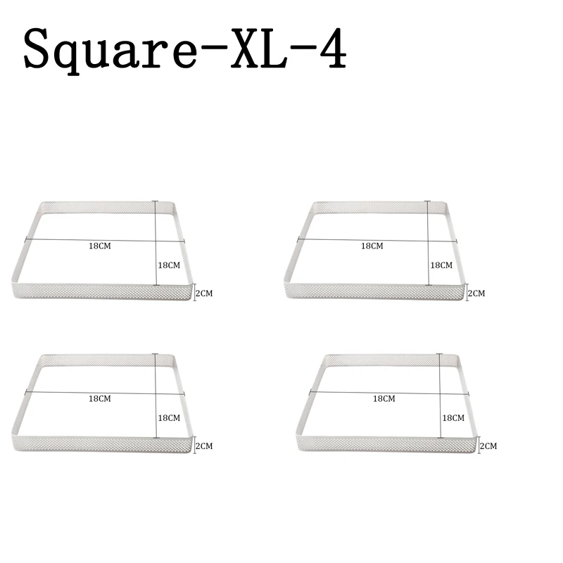 Квадратное кольцо для пирога из нержавеющей стали, форма для пирога, сделай сам, французский фруктовый крем, формочка для десерта, пиццы, сыра, мусса, форма для пирога, инструменты для выпечки - Color: Square-XL-4