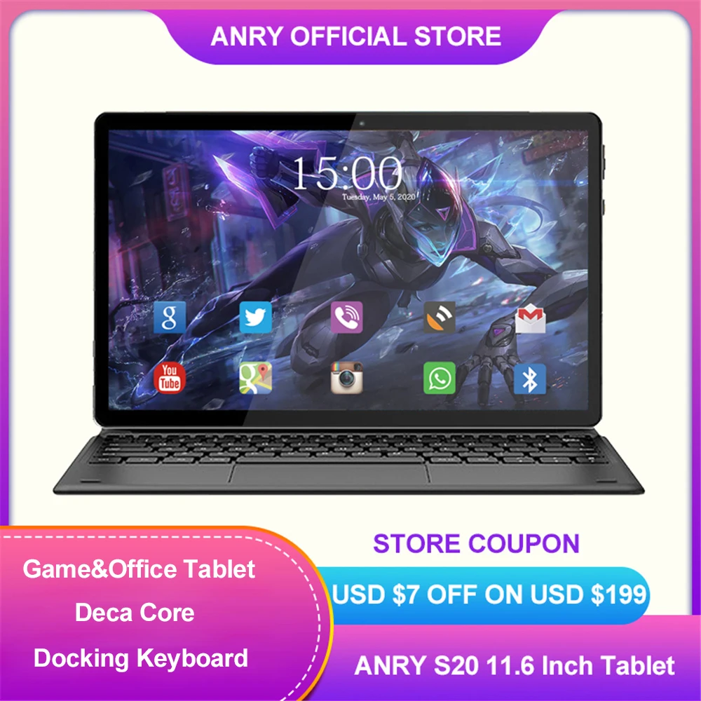 EU RU en Stock ANRY S20 Android Tablet 11,6 pulgadas Deca Core IPS 1920X1080 MTK6797T X25 8000mAh batería de la Oficina de juego 4G Tablet Pc
