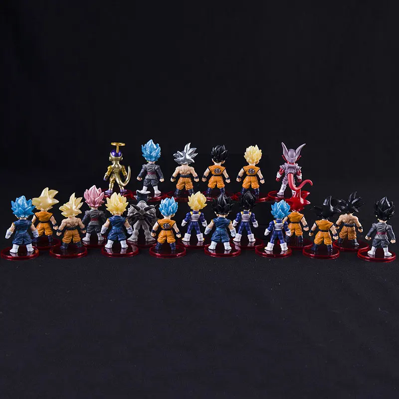 

7cm Real Goku Dolls Dragon Ball set PVC Goku Vegeta Freezer Vegetto Anime Collection Character Model Toys 21pcs/set
