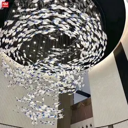 Лобби отеля красоты салон стекло летающая рыба Висячие линии огни отдел продаж песок стол выставочный зал люстра