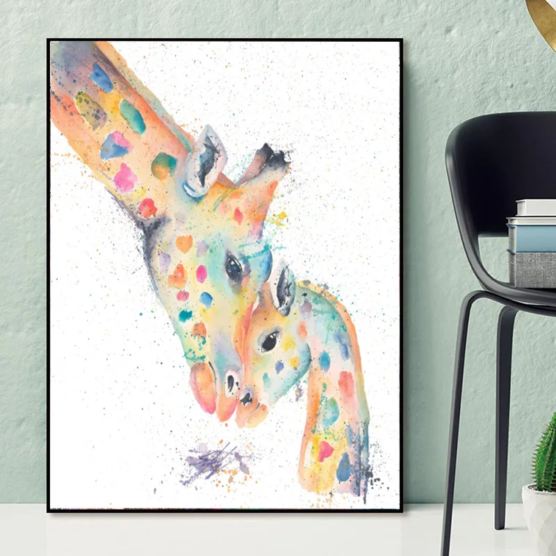 

Canvas Painting Nordic Animal Posters and Prints Abstract Watercolor Deers Wall Pictures for Kids Living Room Cuadros Home Decor