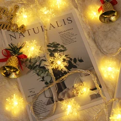 Battery Operated Snowflake Fairy String Lights for Indoor Outdoor Home Bedroom Patio Room Graden Party Xmas Christmas Decoration