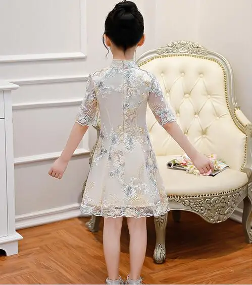 Новое традиционное платье в китайском стиле для девочек, Детский костюм в стиле Танг, красное платье Ципао с вышивкой, детская одежда
