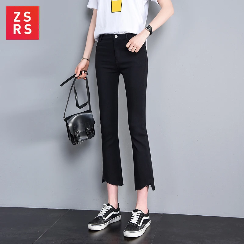 ZSRS новые эластичные женские Мешковатые брюки с высокой талией свободные длинные прямые Брюки расклешенные сапоги 2019 корейская версия