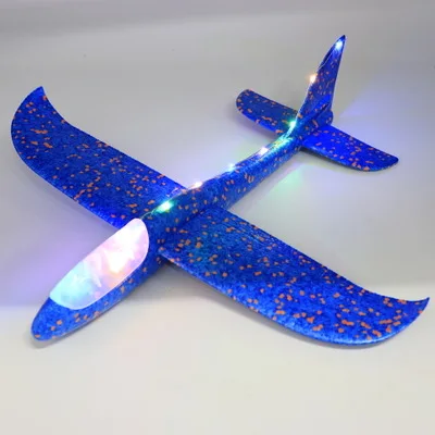 48 см планер модель самолета комплект, светодиодный светильник самолет игрушки для детей, ручной метательный самолет из пеноматериала для спортивные игры на улице Летающий - Цвет: Blue body light