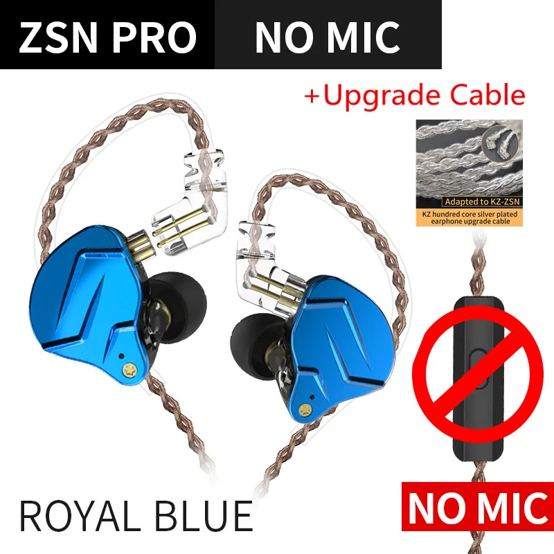KZ ZSN PRO 1DD+ 1BA гибридная технология HIFI металлические наушники в ухо бас-вкладыши спортивные наушники с шумоподавлением ZSN AS10 ZS10 PRO ZST - Цвет: Royal-B no mic Silv