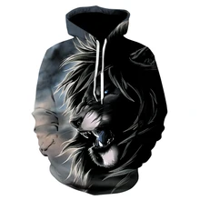 Men's 3d Harajuku Lion Head Hoodie With New Animal-Character Print Hoodie, And 2021 Brand Hoodie With A Retro Tracksuit Street