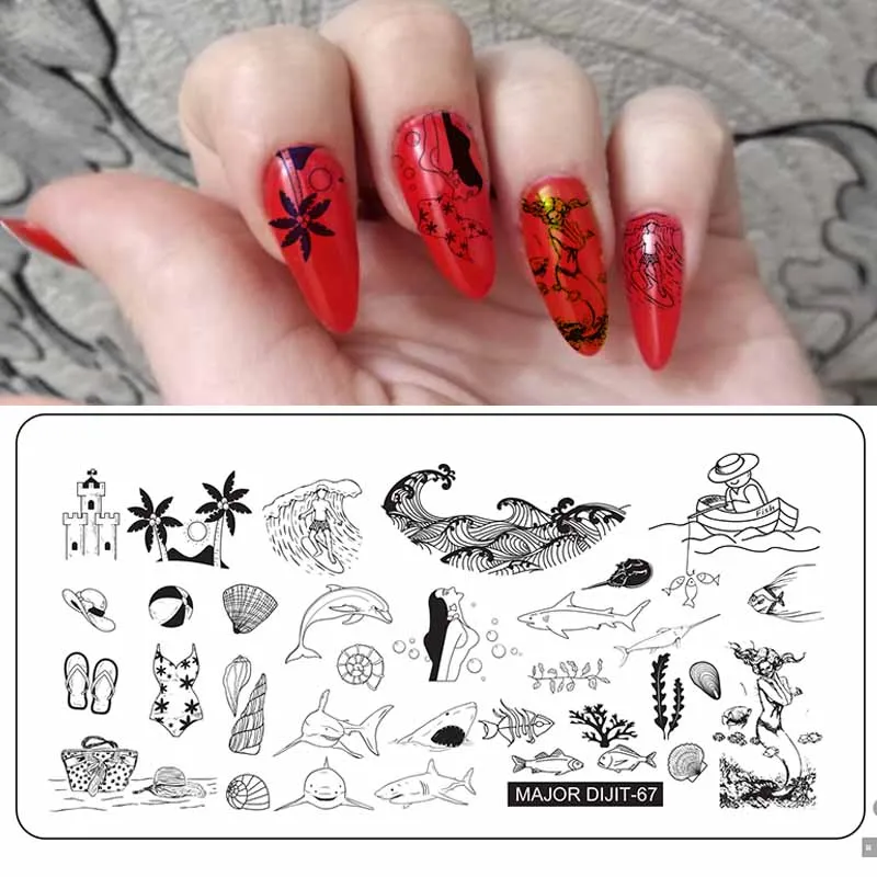 

Vacation Refreshing Design Stamp For Nails Accessoires Ocean Stencil Mold Nail Stamping Plates Nail Art Tools