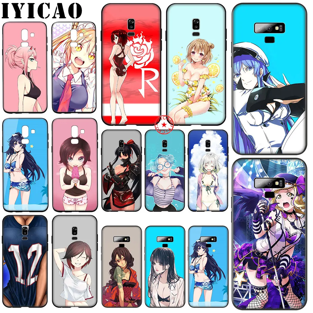 Japanese Anime sexy bikini girl Black Soft Silicone Case for Samsung Galaxy A70S A20E A2 J4 J6 Plus Core J7 Duo J8 TPU Cover |